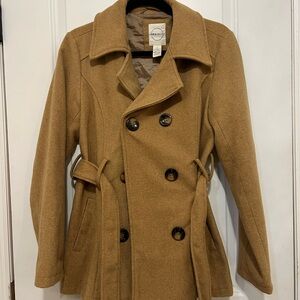 Tan Double-Breasted Peacoat